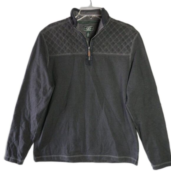 G.H. Bass Co Mens Size M 1/4 Zip Front Long Sleeve Sweatshirt Gray Quilted Chest - Picture 1 of 10